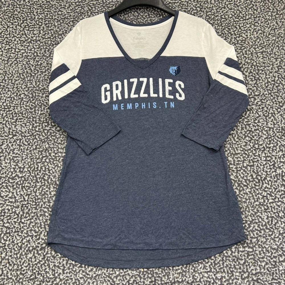 Memphis‎ Grizzlies Shirt Women Medium Gray Fanatics 3/4 Sleeve V-Neck New M